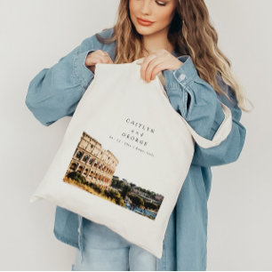Gepersonaliseerde Rome, Italië bruiloft Canvas tas