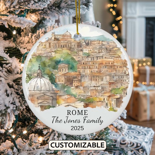 Gepersonaliseerde Rome Ornament, Italië Gift Keramisch Ornament