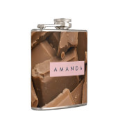 Gepersonaliseerde romige melkchocolade stukjes heupfles (Rechts)