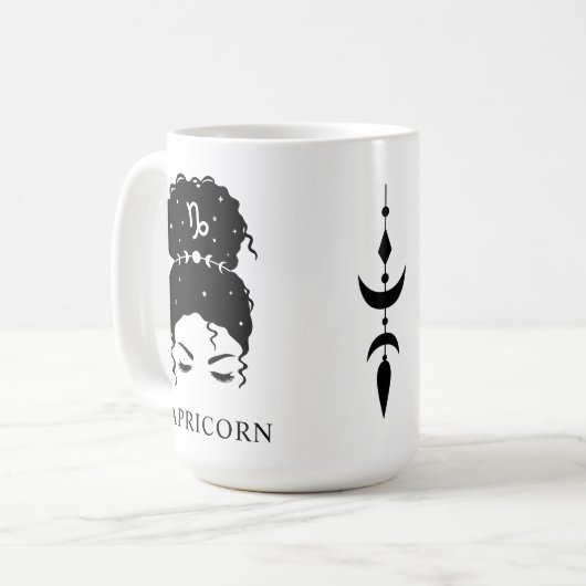 Gepersonaliseerde rommelbun updo zodiac Capricorn Koffiemok (Voorkant links)