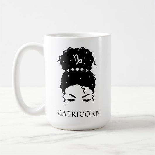 Gepersonaliseerde rommelbun updo zodiac Capricorn  Koffiemok (Links)