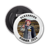 Gepersonaliseerde Ronde Familie Foto Button Flesopener (Voorkant)