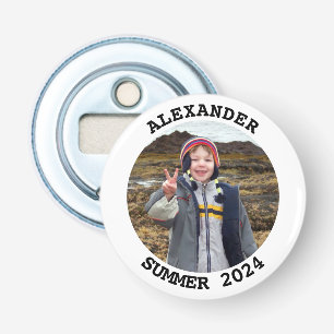 Gepersonaliseerde Ronde Familie Foto Button Flesopener