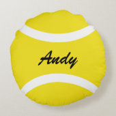 Gepersonaliseerde ronde gele tennisbal werpt kusse rond kussen (Achterkant)