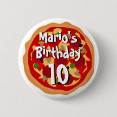 Gepersonaliseerde ronde pizza Verjaardagsfeestknop Button 5,7 Cm (Voorkant)