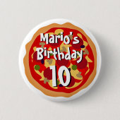 Gepersonaliseerde ronde pizza Verjaardagsfeestknop Ronde Button 5,7 Cm (Voorkant)