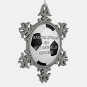 Gepersonaliseerde Ronde Voetbal Sport Tin Sneeuwvlok Ornament (Links)