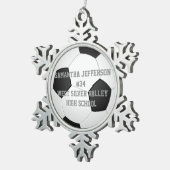 Gepersonaliseerde Ronde Voetbal Sport Tin Sneeuwvlok Ornament (Rechts)