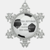 Gepersonaliseerde Ronde Voetbal Sport Tin Sneeuwvlok Ornament (Voorkant)