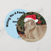 Gepersonaliseerde ronde weimaraner Dog Kerstmis Feestdagenkaart (Voorkant / Achterkant)