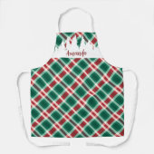 Gepersonaliseerde rood en groen geplakte kerstboom schort (Voorkant)