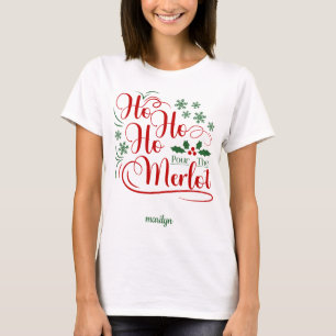 Gepersonaliseerde rood en groen Ho Ho Ho Ho Pour T T-shirt