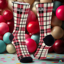 Gepersonaliseerde Rood en Wit Tartan Plakken Custo