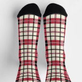 Gepersonaliseerde Rood en Wit Tartan Plakken Custo Sokken (Top)