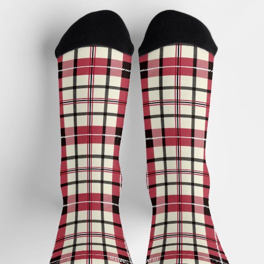 Gepersonaliseerde Rood en Wit Tartan Plakken Custo Sokken (Top)