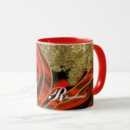Gepersonaliseerde rood, & Goud Marmeren Mok