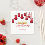 Gepersonaliseerde rood gouden Ornamenten Vrolijk k Servet (Insitu)