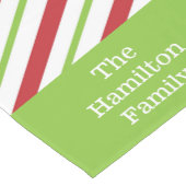 Gepersonaliseerde rood groen gestreepte kerst korte tafelloper (Hoek)