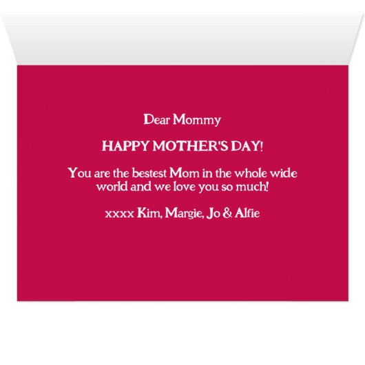 Gepersonaliseerde rood vilt hart Moederdag Kaart (Binenzijde Horizontaal (Onderkant))