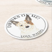 Gepersonaliseerde Rood Wit Australische Cattledog  Ronde Kartonnen Onderzetter (Gebogen)