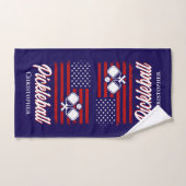 Gepersonaliseerde rood wit blauwe vlag pickleball handdoek (Handdoek)