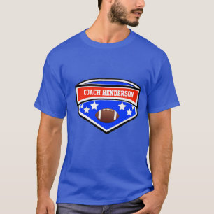 Gepersonaliseerde rood, wit en blauw Football coac T-shirt