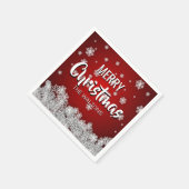 Gepersonaliseerde ROOD Wit VROLIJK KERSTMIS Sneeuw Servetten (Hoek)