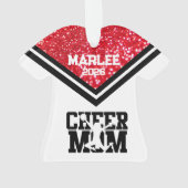 Gepersonaliseerde rood & zwart Cheer Mom Ornament (achterkant)