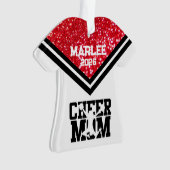 Gepersonaliseerde rood & zwart Cheer Mom Ornament (voorkant)