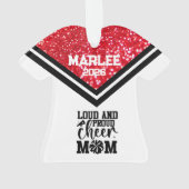 Gepersonaliseerde rood & zwart Cheer Mom Ornament (achterkant)