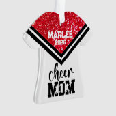 Gepersonaliseerde rood & zwart Cheer Mom Ornament (voorkant)