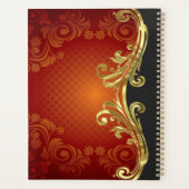 Gepersonaliseerde rood zwart en goud wervelingen planner (Achterkant)