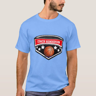 Gepersonaliseerde rood, zwart en wit basketbal coa t-shirt