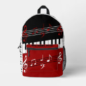 Gepersonaliseerde rood zwart wit piano toetsen en  bedrukte rugzak (Voorkant)