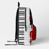 Gepersonaliseerde rood zwart wit piano toetsen en  bedrukte rugzak (Links)