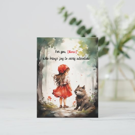 Gepersonaliseerde Roodkapje Schattige Briefkaart (Staand voorkant)