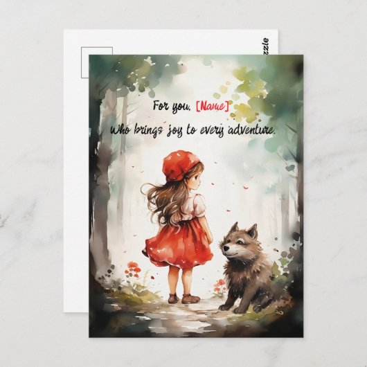 Gepersonaliseerde Roodkapje Schattige Briefkaart (Voorkant / Achterkant)