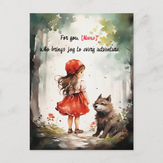 Gepersonaliseerde Roodkapje Schattige Briefkaart (Voorkant)