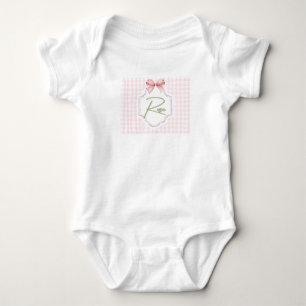 Gepersonaliseerde Roos Baby Girl Nursery Bow & Gin Romper
