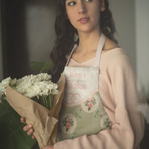 Gepersonaliseerde  Roos Doily Smoky Green Damask Schort