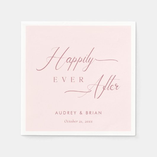 Gepersonaliseerde Roos Gold Blush Bruiloft Servet (Voorkant)