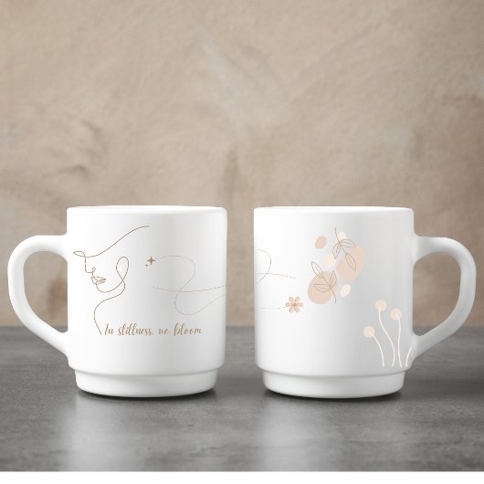 Gepersonaliseerde Roos Gold Line Art Mindfulness Q Koffiemok