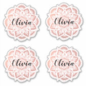 Gepersonaliseerde Roos Gold Mandala Aangepaste naa Sticker (Voorkant)