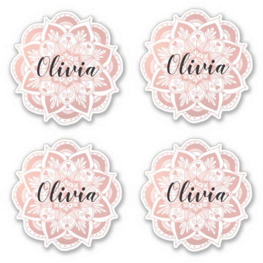 Gepersonaliseerde Roos Gold Mandala Aangepaste naa Sticker (Voorkant)