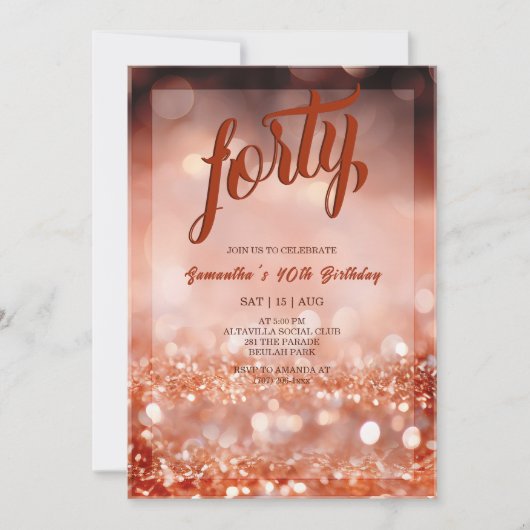 Gepersonaliseerde Roos Gold Verjaardagsfeestuitnod Kaart (Voorkant)