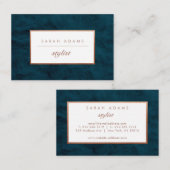 Gepersonaliseerde Roos Goud Blauwgroen Bont Visite Visitekaartje (Voorkant / Achterkant)