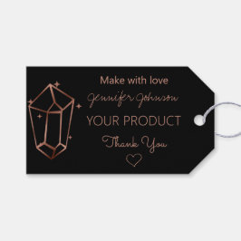 Gepersonaliseerde Roos Gouden Folie Wit Zwart Cade Cadeaulabel