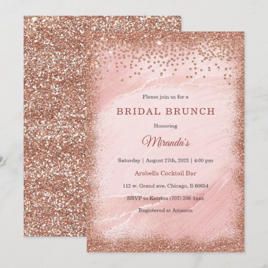 Gepersonaliseerde Roos gouden glitter bruids brunc Kaart (Voorkant / Achterkant)