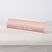 Gepersonaliseerde Roos Gouden Glitter Desk Naam Bo Bureau Naambordje (Voorkant)