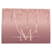 Gepersonaliseerde Roos Gouden Glitter Gift Bag voo Groot Cadeauzakje (Achterkant)